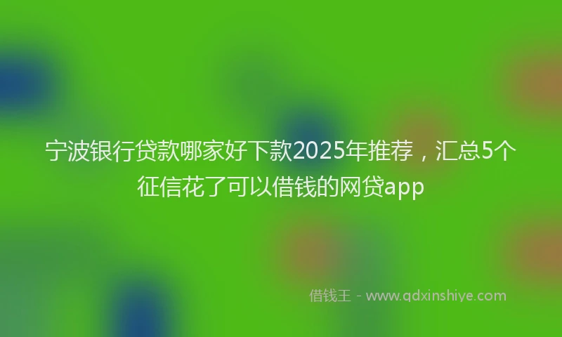 宁波银行贷款哪家好下款2025年推荐，汇总5个征信花了可以借钱的网贷app