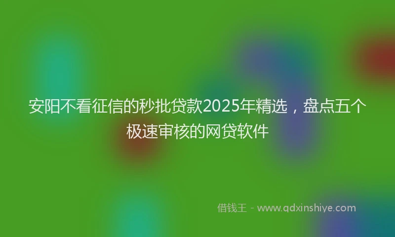 安阳不看征信的秒批贷款2025年精选，盘点五个极速审核的网贷软件