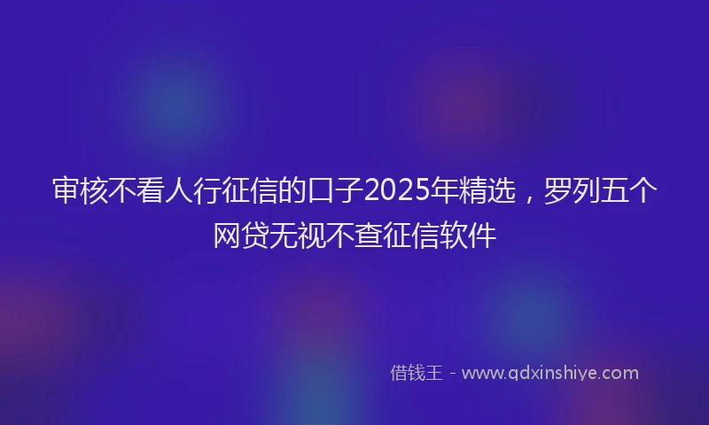 审核不看人行征信的口子2025年精选，罗列五个网贷无视不查征信软件