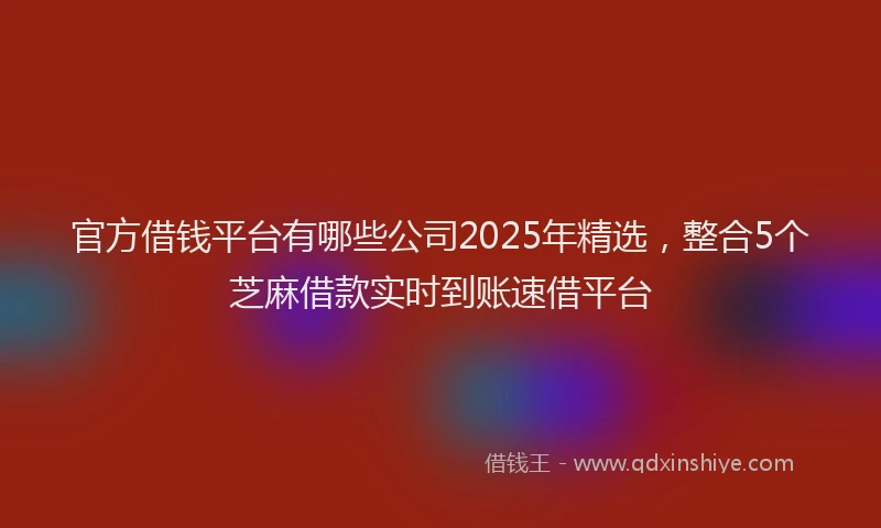 官方借钱平台有哪些公司2025年精选，整合5个芝麻借款实时到账速借平台