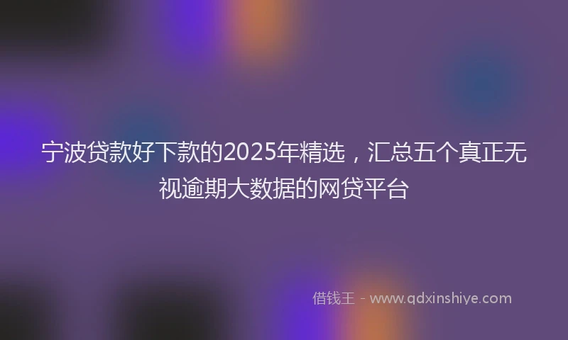 宁波贷款好下款的2025年精选，汇总五个真正无视逾期大数据的网贷平台