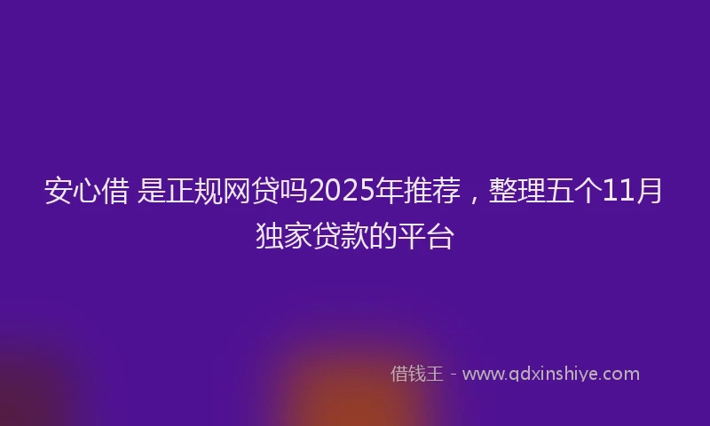 安心借 是正规网贷吗2025年推荐，整理五个11月独家贷款的平台