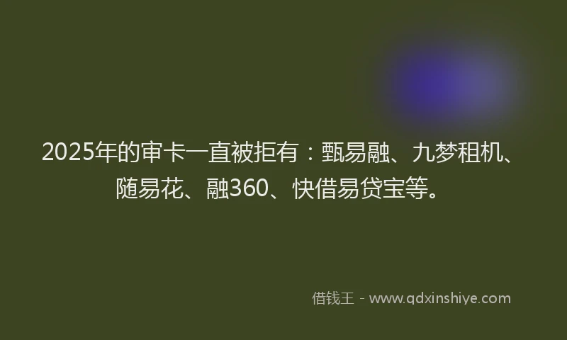 2025年的审卡一直被拒有：甄易融、九梦租机、随易花、融360、快借易贷宝等。