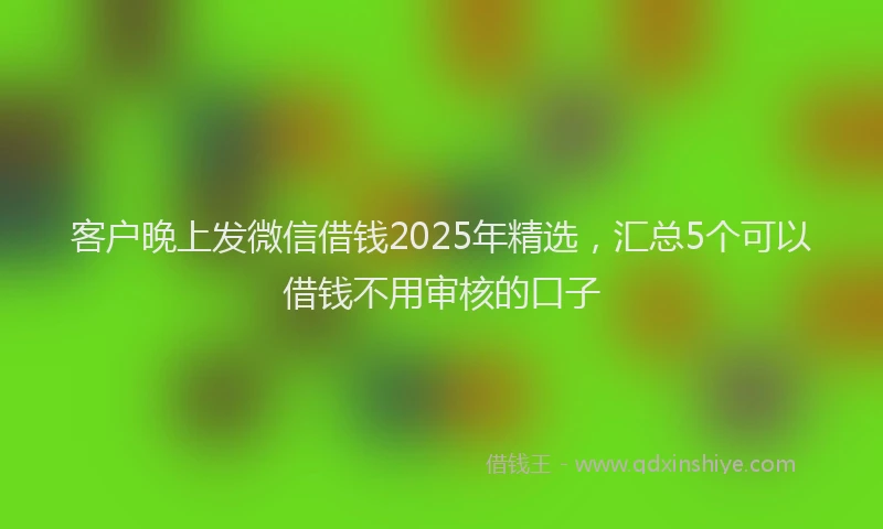 客户晚上发微信借钱2025年精选，汇总5个可以借钱不用审核的口子