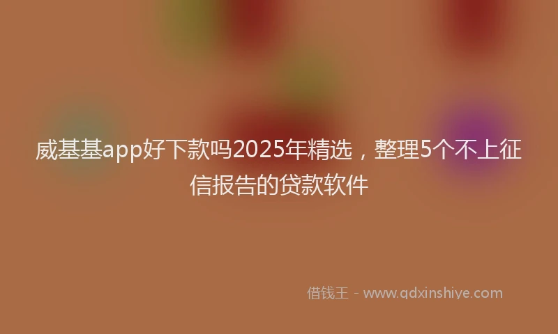 威基基app好下款吗2025年精选，整理5个不上征信报告的贷款软件
