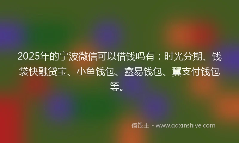 2025年的宁波微信可以借钱吗有：时光分期、钱袋快融贷宝、小鱼钱包、鑫易钱包、翼支付钱包等。