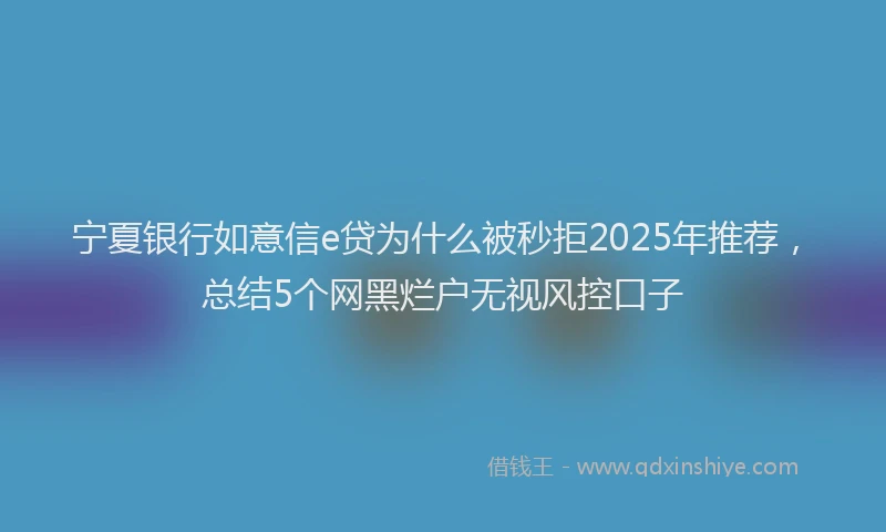 宁夏银行如意信e贷为什么被秒拒2025年推荐，总结5个网黑烂户无视风控口子