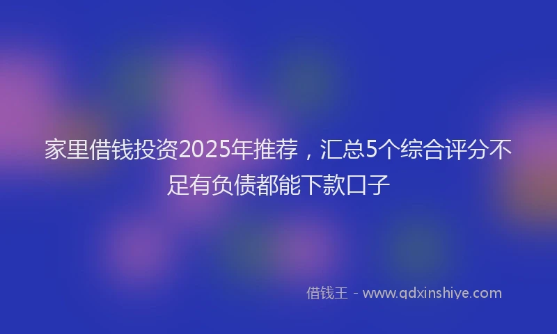 家里借钱投资2025年推荐，汇总5个综合评分不足有负债都能下款口子