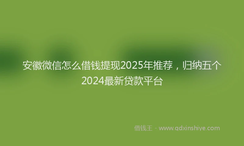 安徽微信怎么借钱提现2025年推荐，归纳五个2024最新贷款平台