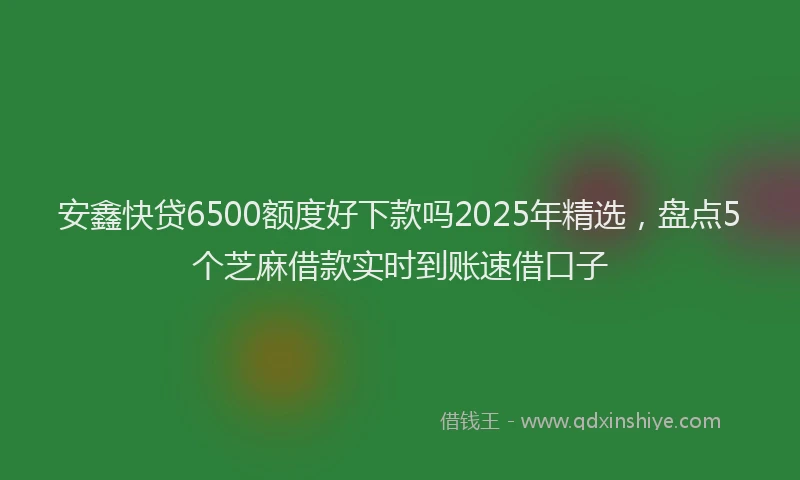 安鑫快贷6500额度好下款吗2025年精选，盘点5个芝麻借款实时到账速借口子