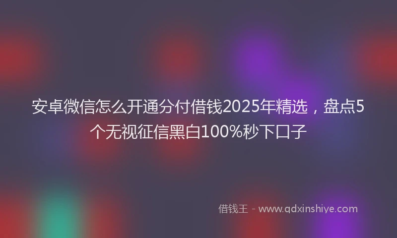 安卓微信怎么开通分付借钱2025年精选，盘点5个无视征信黑白100%秒下口子