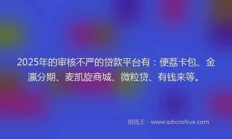 2025年的审核不严的贷款平台有：便荔卡包、金瀛分期、麦凯旋商城、微粒贷、有钱来等。