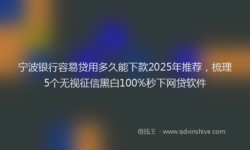 宁波银行容易贷用多久能下款2025年推荐，梳理5个无视征信黑白100%秒下网贷软件