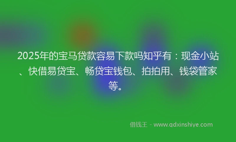 2025年的宝马贷款容易下款吗知乎有：现金小站、快借易贷宝、畅贷宝钱包、拍拍用、钱袋管家等。