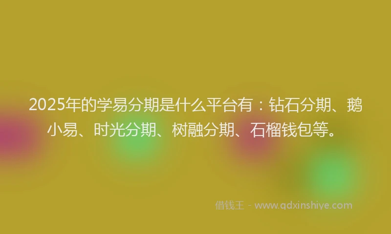 2025年的学易分期是什么平台有：钻石分期、鹅小易、时光分期、树融分期、石榴钱包等。
