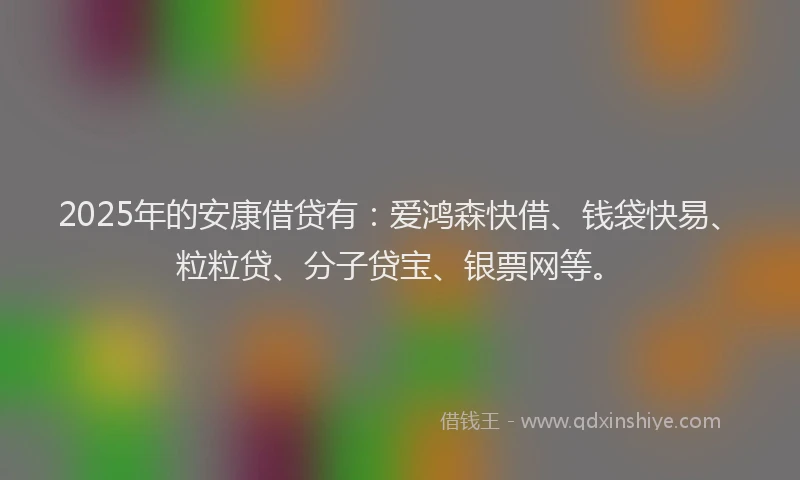 2025年的安康借贷有：爱鸿森快借、钱袋快易、粒粒贷、分子贷宝、银票网等。