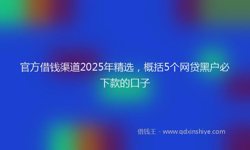 官方借钱渠道2025年精选，概括5个网贷黑户必下款的口子