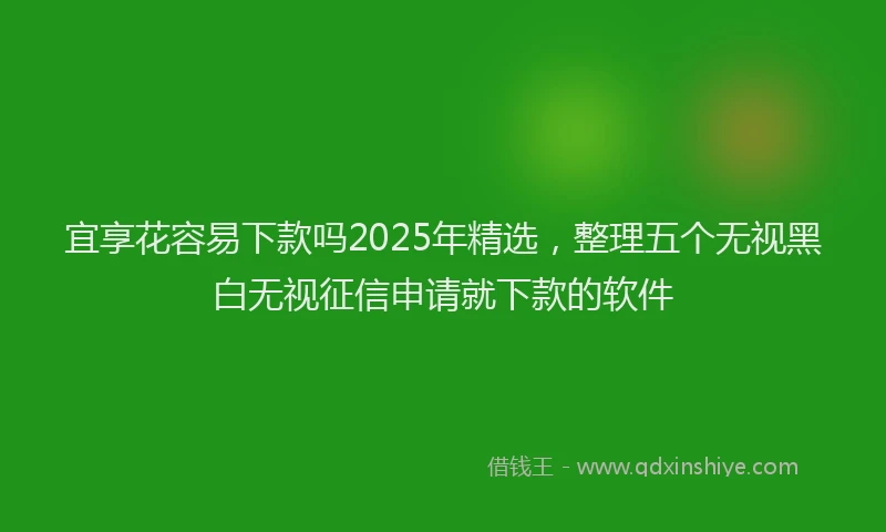 宜享花容易下款吗2025年精选，整理五个无视黑白无视征信申请就下款的软件