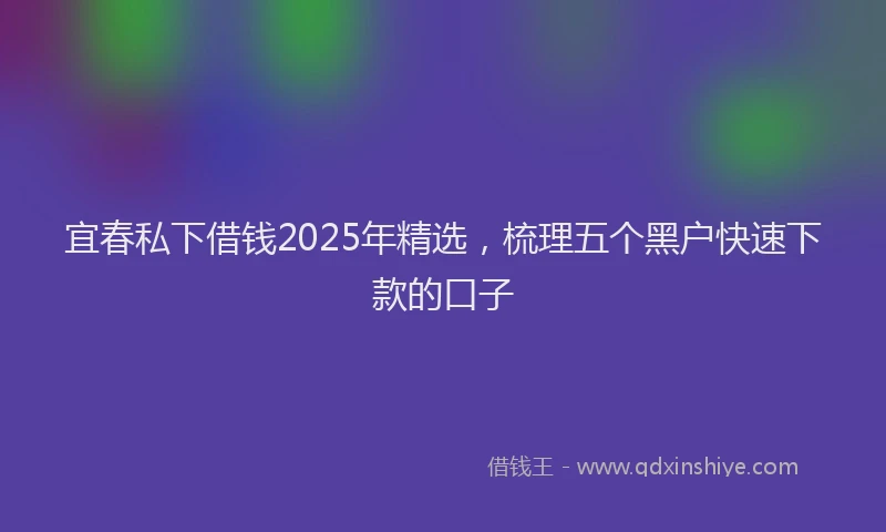 宜春私下借钱2025年精选，梳理五个黑户快速下款的口子
