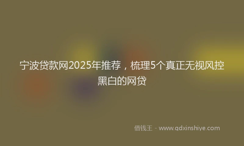 宁波贷款网2025年推荐，梳理5个真正无视风控黑白的网贷