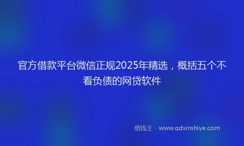 官方借款平台微信正规2025年精选，概括五个不看负债的网贷软件