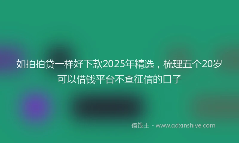 如拍拍贷一样好下款2025年精选，梳理五个20岁可以借钱平台不查征信的口子