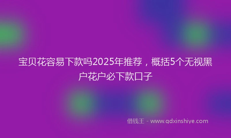 宝贝花容易下款吗2025年推荐，概括5个无视黑户花户必下款口子
