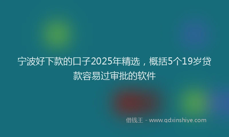 宁波好下款的口子2025年精选，概括5个19岁贷款容易过审批的软件