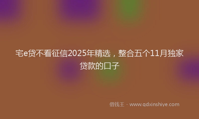 宅e贷不看征信2025年精选，整合五个11月独家贷款的口子
