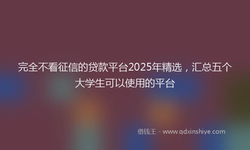 完全不看征信的贷款平台2025年精选，汇总五个大学生可以使用的平台