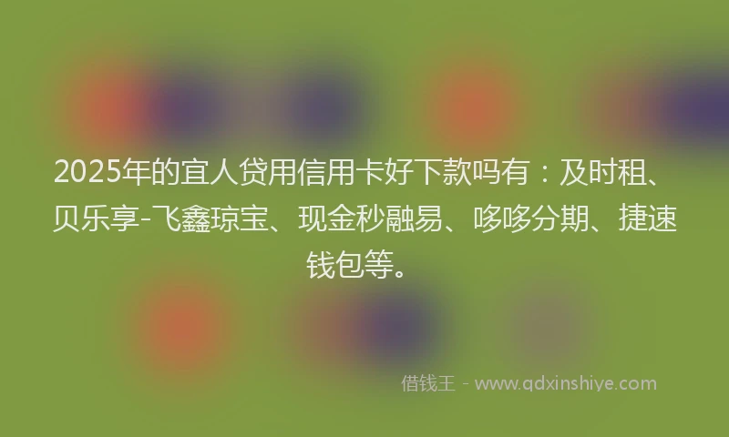 2025年的宜人贷用信用卡好下款吗有：及时租、贝乐享-飞鑫琼宝、现金秒融易、哆哆分期、捷速钱包等。