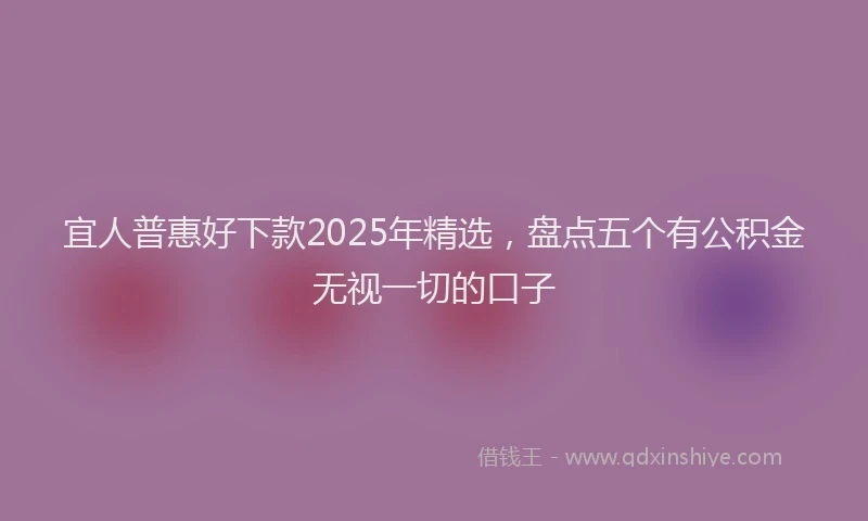 宜人普惠好下款2025年精选，盘点五个有公积金无视一切的口子