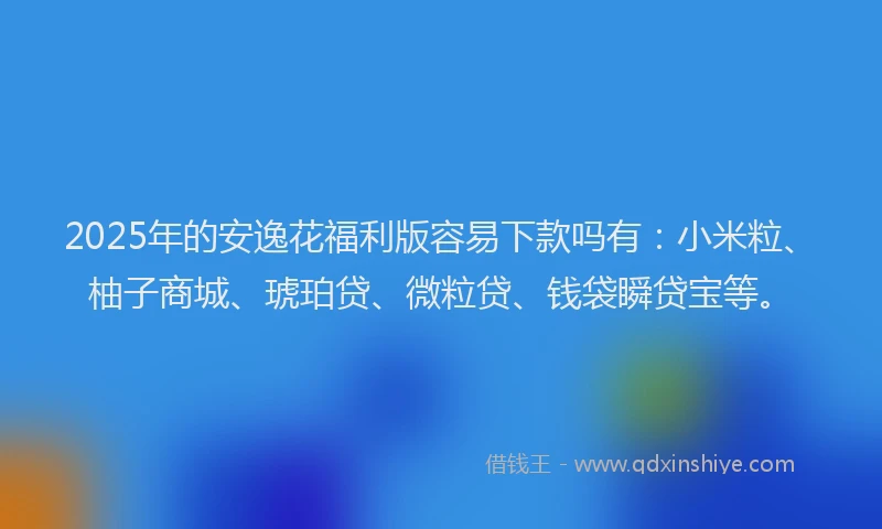 2025年的安逸花福利版容易下款吗有：小米粒、柚子商城、琥珀贷、微粒贷、钱袋瞬贷宝等。