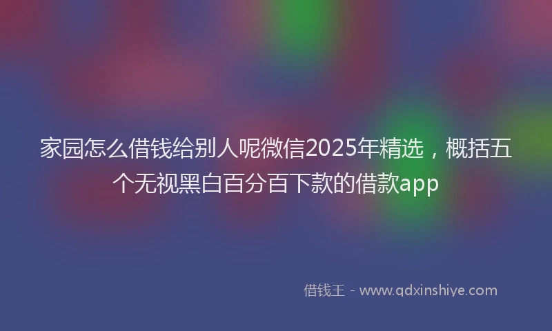 家园怎么借钱给别人呢微信2025年精选，概括五个无视黑白百分百下款的借款app