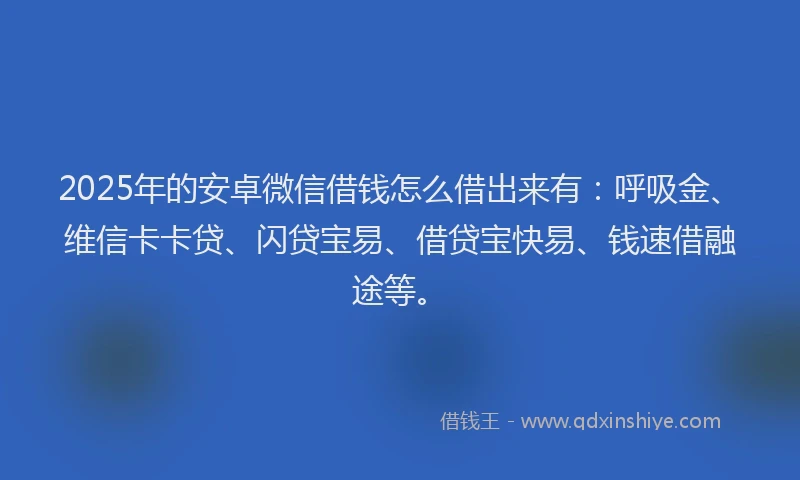 2025年的安卓微信借钱怎么借出来有：呼吸金、维信卡卡贷、闪贷宝易、借贷宝快易、钱速借融途等。