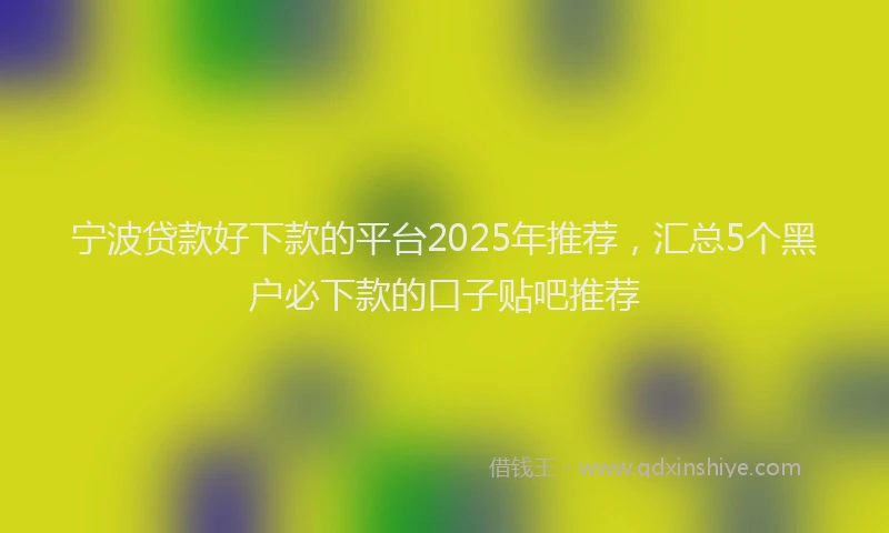 宁波贷款好下款的平台2025年推荐，汇总5个黑户必下款的口子贴吧推荐