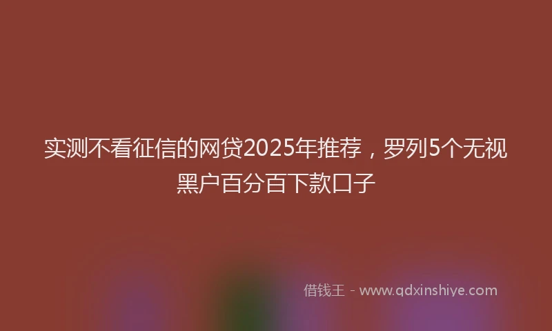 实测不看征信的网贷2025年推荐，罗列5个无视黑户百分百下款口子