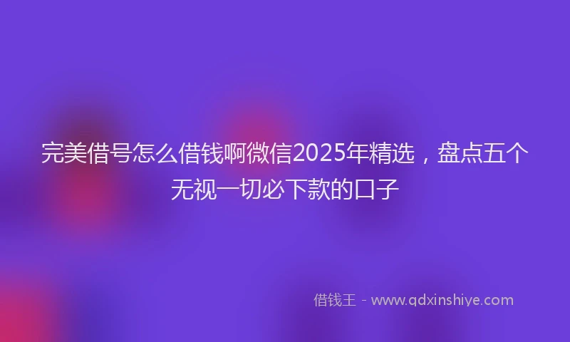 完美借号怎么借钱啊微信2025年精选，盘点五个无视一切必下款的口子