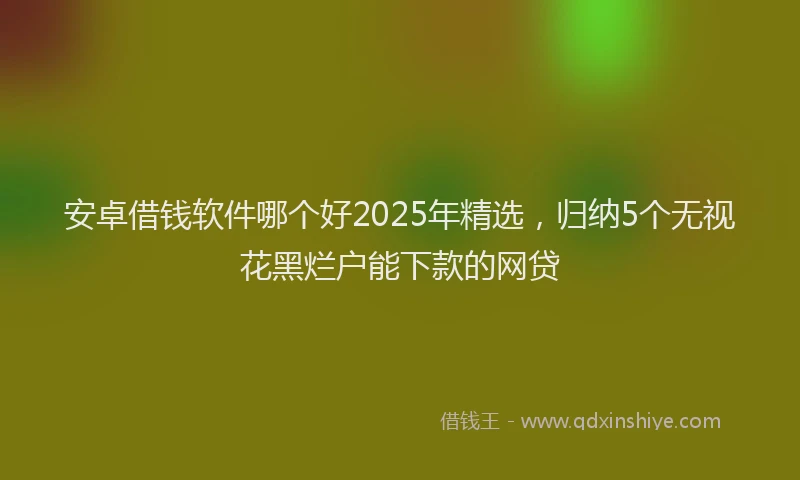 安卓借钱软件哪个好2025年精选，归纳5个无视花黑烂户能下款的网贷