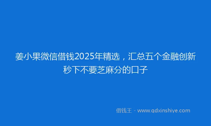 姜小果微信借钱2025年精选，汇总五个金融创新秒下不要芝麻分的口子