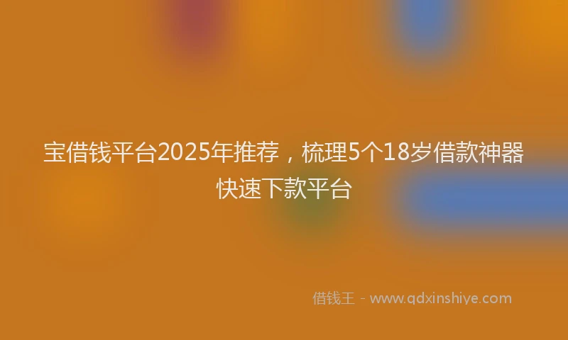 宝借钱平台2025年推荐，梳理5个18岁借款神器快速下款平台