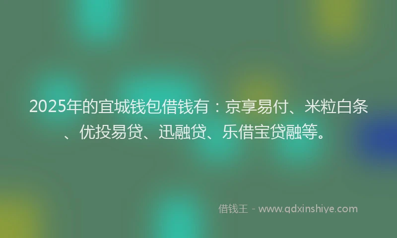 2025年的宜城钱包借钱有：京享易付、米粒白条、优投易贷、迅融贷、乐借宝贷融等。