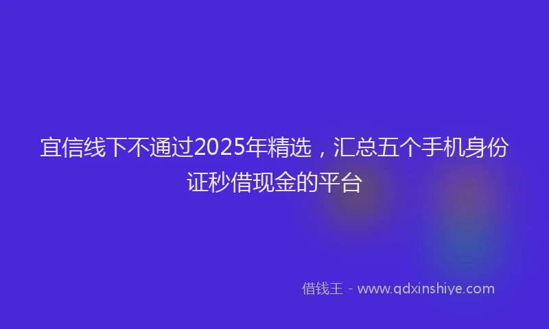 宜信线下不通过2025年精选，汇总五个手机身份证秒借现金的平台