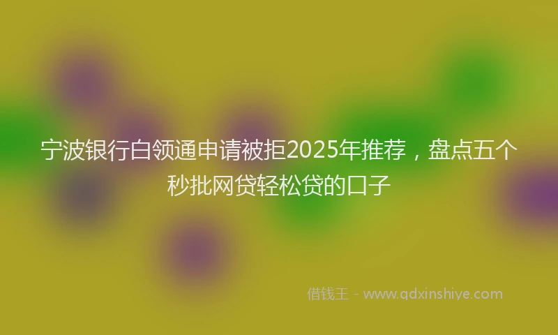 宁波银行白领通申请被拒2025年推荐，盘点五个秒批网贷轻松贷的口子