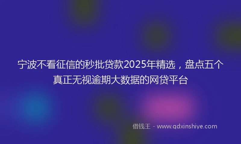 宁波不看征信的秒批贷款2025年精选，盘点五个真正无视逾期大数据的网贷平台