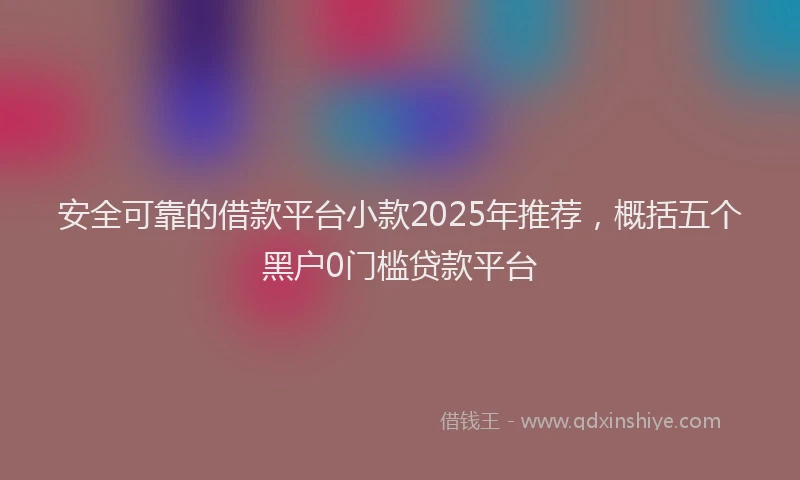 安全可靠的借款平台小款2025年推荐，概括五个黑户0门槛贷款平台