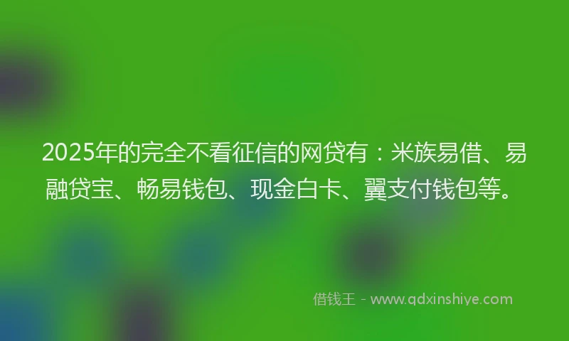 2025年的完全不看征信的网贷有：米族易借、易融贷宝、畅易钱包、现金白卡、翼支付钱包等。