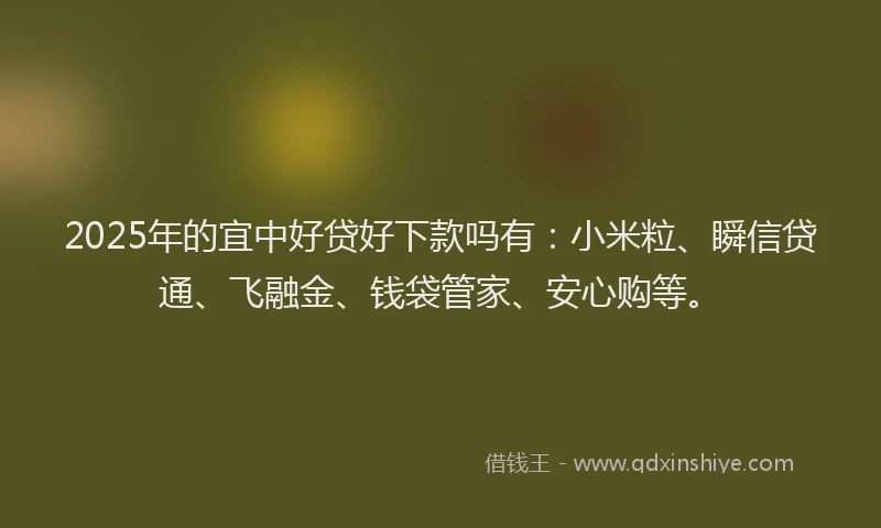 2025年的宜中好贷好下款吗有：小米粒、瞬信贷通、飞融金、钱袋管家、安心购等。