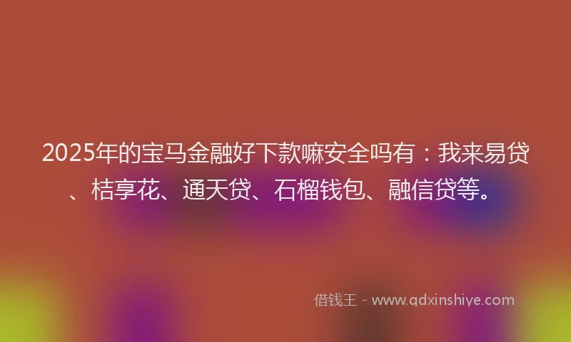 2025年的宝马金融好下款嘛安全吗有：我来易贷、桔享花、通天贷、石榴钱包、融信贷等。