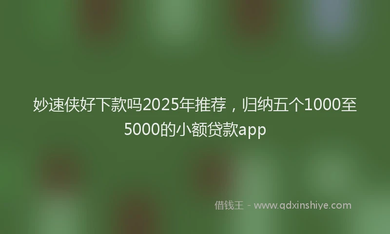妙速侠好下款吗2025年推荐，归纳五个1000至5000的小额贷款app